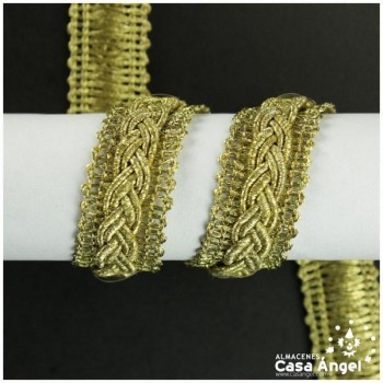 GALÓN METALIZADO TRENZA PLANA BORDADA 12mm