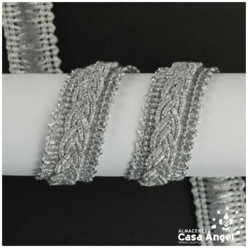 GALÓN METALIZADO TRENZA PLANA BORDADA 12mm