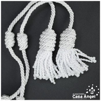 CÍNGULO LITÚRGICO BLANCODOBLE BORLA CORDÓN TRENZADO BRILLANTE 280cm