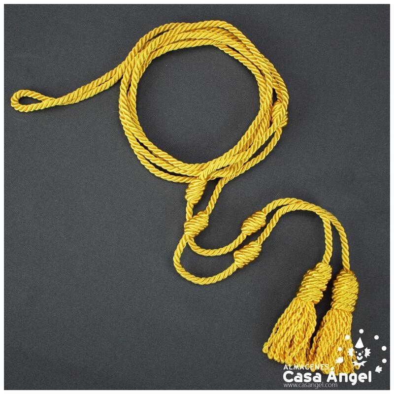 CÍNGULO LITÚRGICO AMARILLO DOBLE BORLA CORDÓN TRENZADO BRILLANTE 280cm