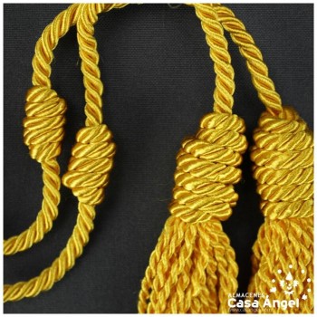 CÍNGULO LITÚRGICO AMARILLO DOBLE BORLA CORDÓN TRENZADO BRILLANTE 280cm