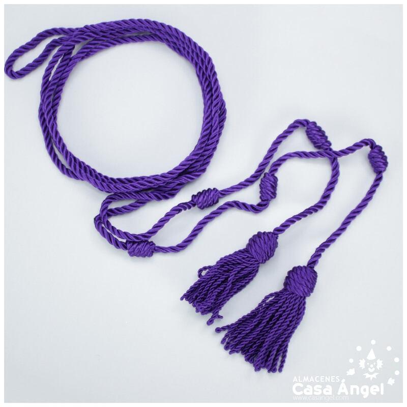 CÍNGULO LITÚRGICO MORADO DOBLE BORLA CORDÓN TRENZADO BRILLANTE 280cm