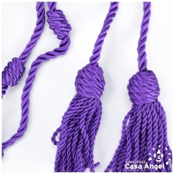 CÍNGULO LITÚRGICO MORADO DOBLE BORLA CORDÓN TRENZADO BRILLANTE 280cm