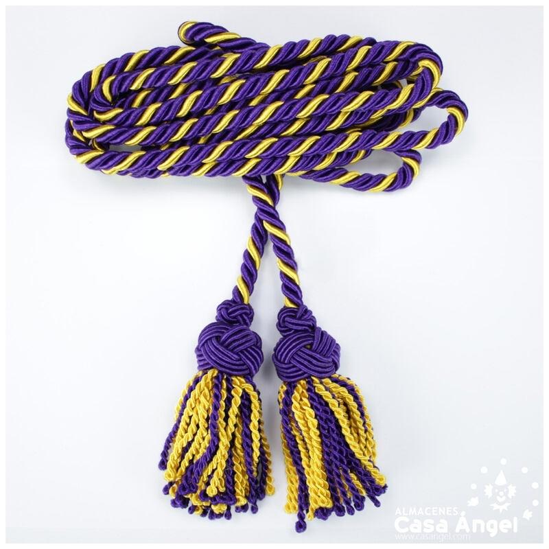 CÍNGULO LITÚRGICO MORADO Y AMARILLO CON DOS BORLAS 300cm