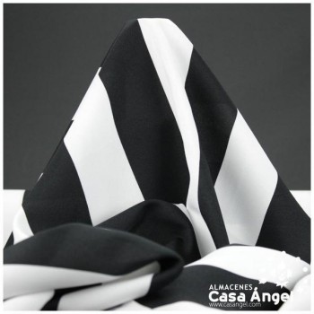 TELA STRETCH LISTAS EN NEGRO DE BLANCO 150cm