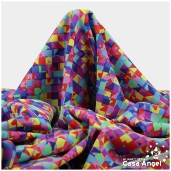 STRETCH CON ESTAMPADO GEOMÉTRICO MULTICOLOR 150cm