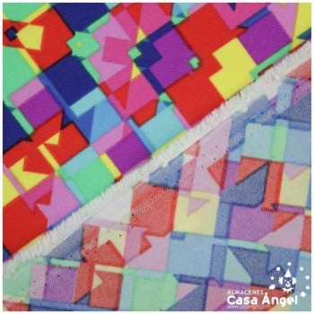 STRETCH CON ESTAMPADO GEOMÉTRICO MULTICOLOR 150cm