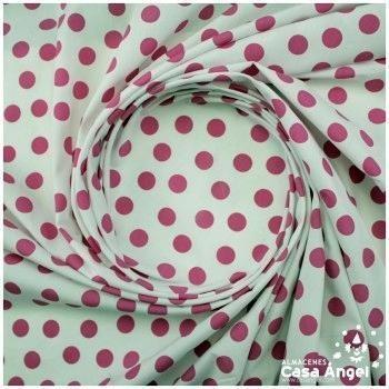 POPELÍN DE LUNARES FUCSIA SOBRE FONDO BLANCO SERIE ALANTE 150cm