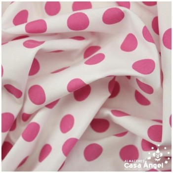 POPELÍN DE LUNARES FUCSIA SOBRE FONDO BLANCO SERIE ALANTE 150cm