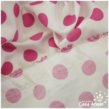 POPELÍN DE LUNARES FUCSIA SOBRE FONDO BLANCO SERIE ALANTE 150cm