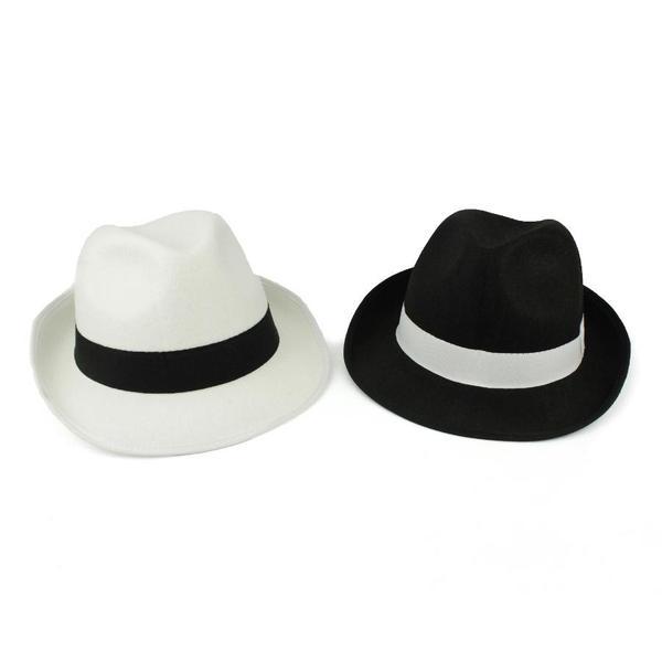 SOMBRERO GANSTER ALA ESTRECHA BLANCO Y NEGRO