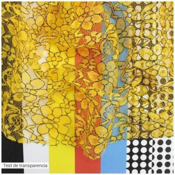 ENCAJE AMARILLO CON FLORES BICOLOR SERIE ELVIS 150cm