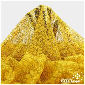 ENCAJE AMARILLO CON FLORES BICOLOR SERIE ELVIS 150cm