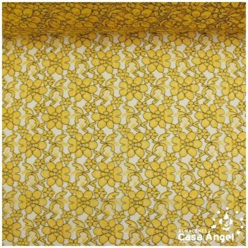 ENCAJE AMARILLO CON FLORES BICOLOR SERIE ELVIS 150cm