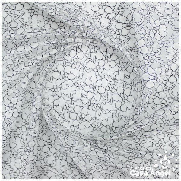 ENCAJE BLANCO CON FLORES BICOLOR SERIE ELVIS 150cm