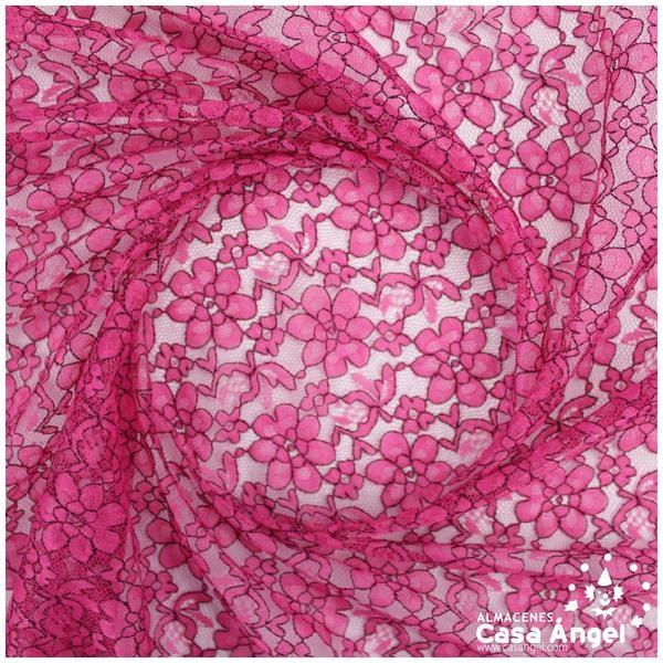 ENCAJE FUCSIA CON FLORES BICOLOR SERIE ELVIS 150cm