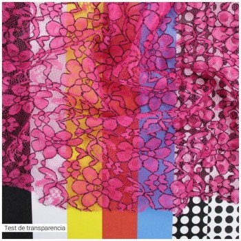 ENCAJE FUCSIA CON FLORES BICOLOR SERIE ELVIS 150cm