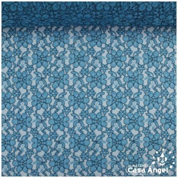 ENCAJE TURQUESA CON FLORES BICOLOR SERIE ELVIS 150cm