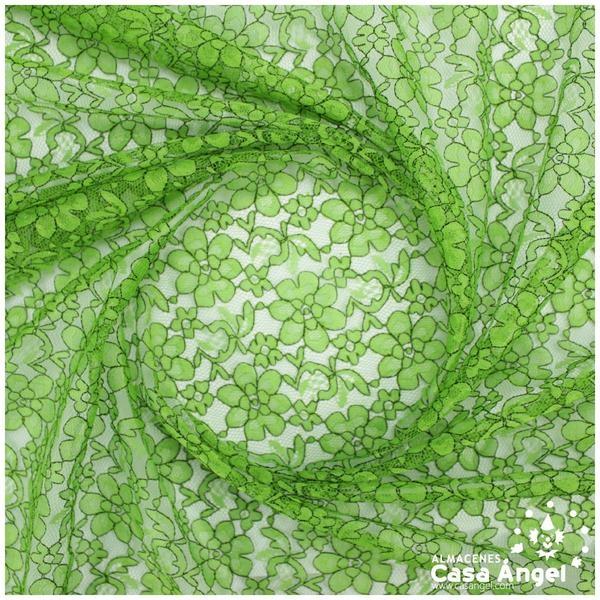ENCAJE VERDE CON FLORES BICOLOR SERIE ELVIS 150cm