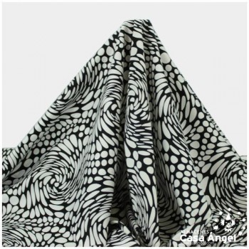 ALGODÓN CON LYCRA BLANCO Y NEGRO SERIE AINOA 150cm