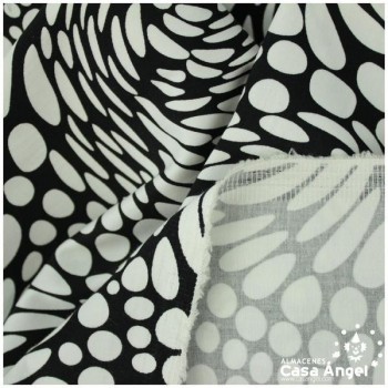 ALGODÓN CON LYCRA BLANCO Y NEGRO SERIE AINOA 150cm