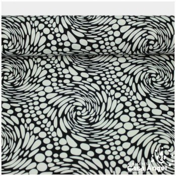 ALGODÓN CON LYCRA BLANCO Y NEGRO SERIE AINOA 150cm