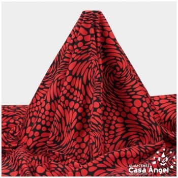 ALGODÓN CON LYCRA NEGRO Y ROJO SERIE AINOA 150cm