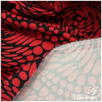 ALGODÓN CON LYCRA NEGRO Y ROJO SERIE AINOA 150cm