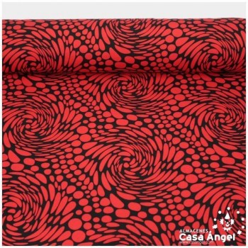 ALGODÓN CON LYCRA NEGRO Y ROJO SERIE AINOA 150cm
