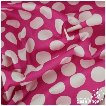 ALGODÓN CON LYCRA LUNARES BLANCOS SOBRE FONDO FUCSIA SERIE AINOA 150cm