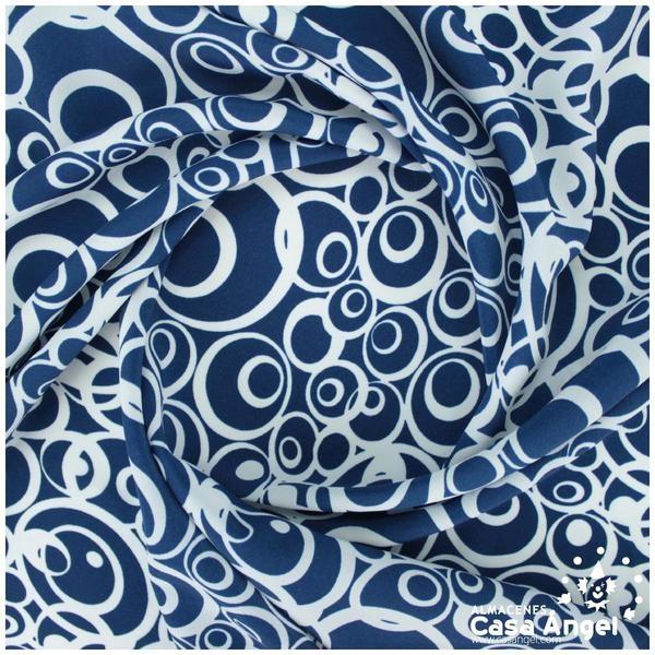 CRESPÓN ESTAMPADO CON ESPIRALES SOBRE AZUL MARINO 180cm