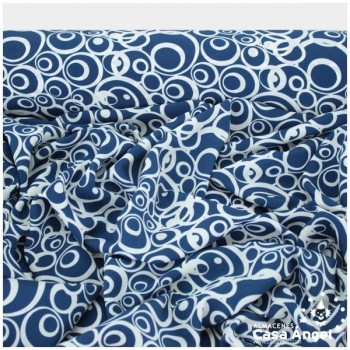 CRESPÓN ESTAMPADO CON ESPIRALES SOBRE AZUL MARINO 180cm