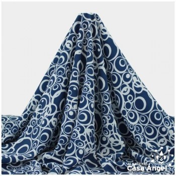 CRESPÓN ESTAMPADO CON ESPIRALES SOBRE AZUL MARINO 180cm