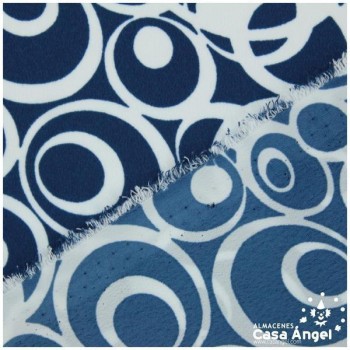 CRESPÓN ESTAMPADO CON ESPIRALES SOBRE AZUL MARINO 180cm