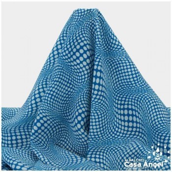 CRESPÓN ESTAMPADO CON PUNTOS ESTIRADOS SOBRE TURQUESA 180cm