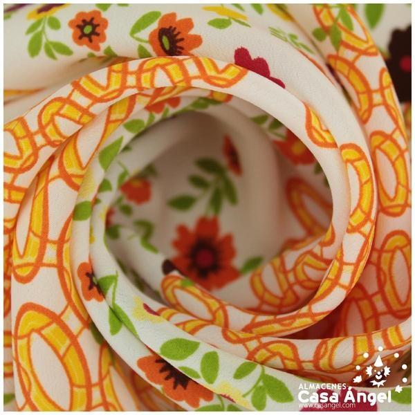 TEJIDO CRESPÓN ESTAMPADO FLORES Y ANILLOS 180cm