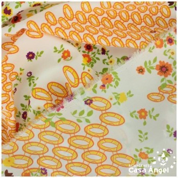 TEJIDO CRESPÓN ESTAMPADO FLORES Y ANILLOS 180cm