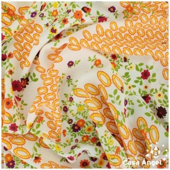 TEJIDO CRESPÓN ESTAMPADO FLORES Y ANILLOS 180cm
