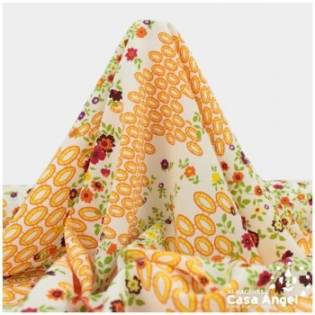 TEJIDO CRESPÓN ESTAMPADO FLORES Y ANILLOS 180cm