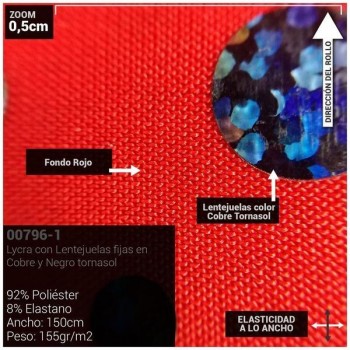 LYCRA DOBLE ROJA CON LENTEJUELAS SERIE DANCE 150cm