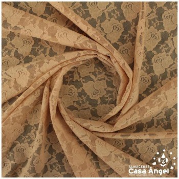 BLONDA ELÁSTICA DE ROSAS BEIGE SERIE SIXTY 135cm