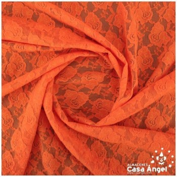BLONDA ELÁSTICA DE ROSAS NARANJA SERIE SIXTY 135cm