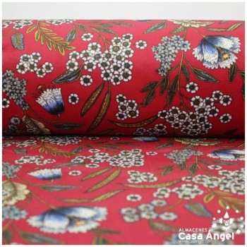 TERCIOPELO ROJO ESTAMPADO CON FLORES SERIE GARUN 140cm