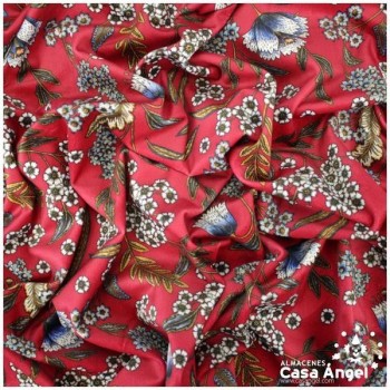 TERCIOPELO ROJO ESTAMPADO CON FLORES SERIE GARUN 140cm