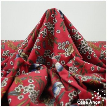 TERCIOPELO ROJO ESTAMPADO CON FLORES SERIE GARUN 140cm