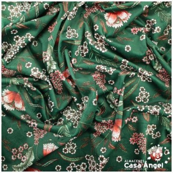 TERCIOPELO VERDE ESTAMPADO CON FLORES SERIE GARUN 140cm