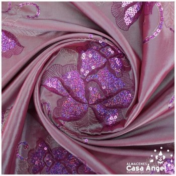 SEDA TAFETÁN FUCSIA CON LENTEJUELAS SERIE GHANDARA 150cm