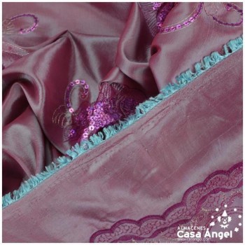 SEDA TAFETÁN FUCSIA CON LENTEJUELAS SERIE GHANDARA 150cm