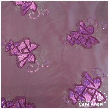 SEDA TAFETÁN FUCSIA CON LENTEJUELAS SERIE GHANDARA 150cm