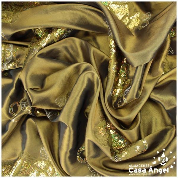 SEDA TAFETÁN VERDE CON LENTEJUELAS SERIE GHANDARA 150cm